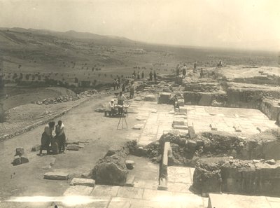 View of excavations of Phaistos palace, Italian archaeological mission led by Luigi Pernier and Federico Halbherr, Crete, Greece by Blaise Nicolas Le Sueur