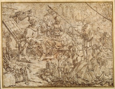Polcinello invalided with gout by Pier Leone Ghezzi