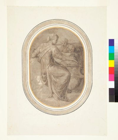 A Sibyl with a Vase and Two Putti by Piero (attr. to) Ligorio