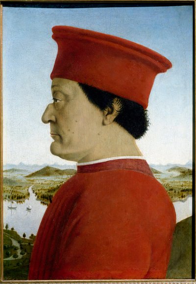 Portraits of Federico de Montefeltro, Duke of Urbino and Battista Sforza (Detail Representing Federico da Montefeltro) by Piero della Francesca