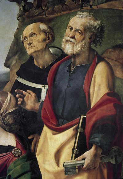 St. Peter and St. Philip Benizi, Detail of Virgin and Child on the Throne Surrounded by Saints by Piero di Cosimo