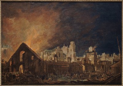 The Saint-Germain Fair during the fire (night of March 16-17) by Pierre Antoine Demachy