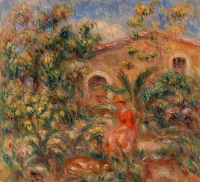 Landscape with Woman and Dog by Pierre-Auguste Renoir