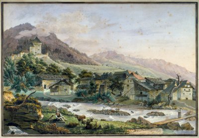 Tavel Dorf mit Schloss Le Châtelard von Pierre-Samuel-Louis Joyeux