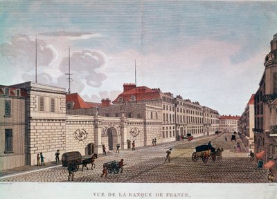 The Bank of France from Rue Croix-Petits-Champs in Paris (Engraving) by Pierre (after) Courvoisier