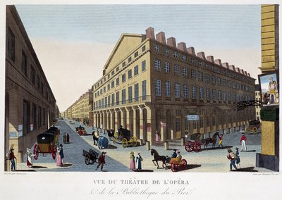 View of the Theatre of the Opera (Comédie Française) and the Library of the King - in “Vues de Paris” by Courvoisier by Pierre (after) Courvoisier