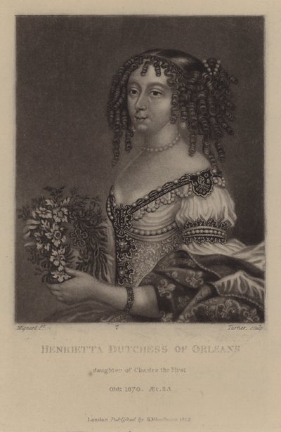 Henrietta, Duchess of Orleans, Daughter of King Charles I (mezzotint) by Pierre (after) Mignard