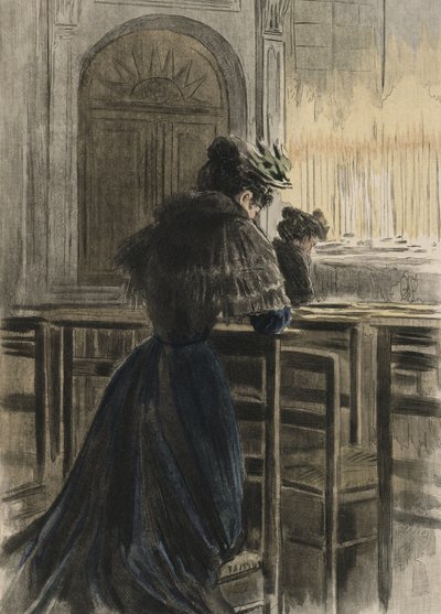 Devotions at church, illustration from 