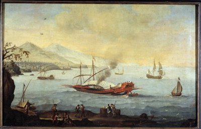 A galley in the harbor of Marseille by Pierre (school of) Puget