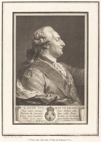 Louis XVI, King of France by Pierre Adrien Le Beau after Benedict Alphonse Nicolet