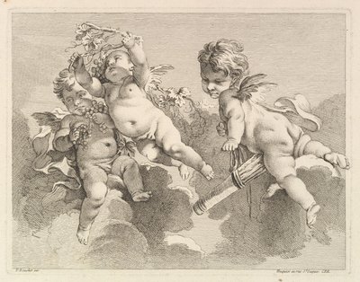 Three Loves, One holding a Quiver, the Other, Grapes by Pierre Alexandre Aveline