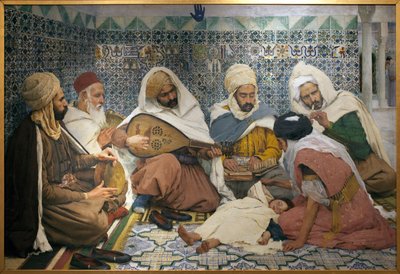 Exorcism: Arab musicians chasing jinn from the body of a child by Pierre Andre Brouillet