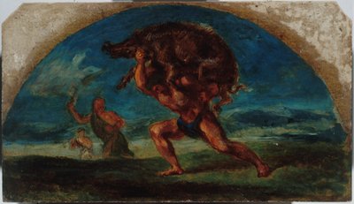 Sketch for the Salon de la Paix of the Hôtel de Ville de Paris: Hercules and the Erymanthian Boar, after Delacroix, between 1852 and 1854 by Pierre Andrieu