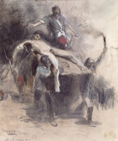 Men carrying away a corpse, 23rd February 1848 by Pierre Andrieu