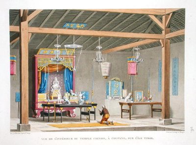 View of the interior of the Chinese Temple at Kupang, on the Island of Timor by Pierre Antoine (after) Marchais