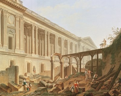 Demolition of the Hotel de Bourbon and Clearing the Louvre Colonnade, c.1764 by Pierre Antoine Demachy