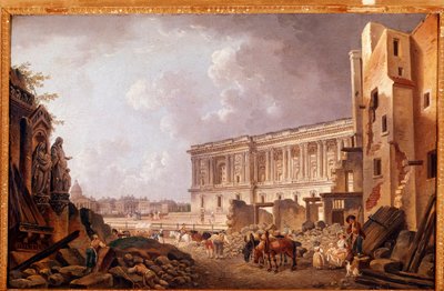 Fantastic view of the colonnade of the Louvre by Pierre Antoine Demachy