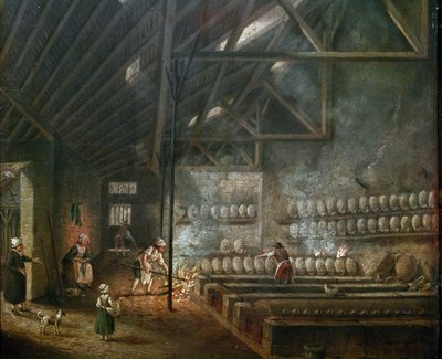 Interior of a pottery workshop (or glass blower) (detail) by Pierre Antoine Demachy