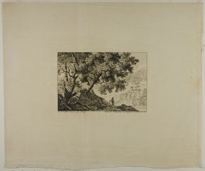 Landscape with Man Carrying Staff by Pierre Antoine Mongin