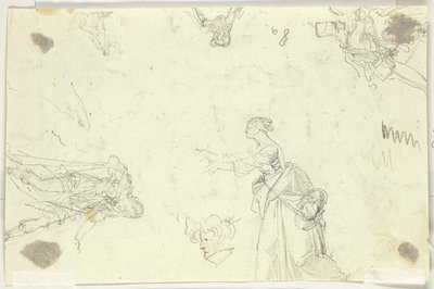 Sheet of Sketches: Men and Women by Pierre Antoine Mongin