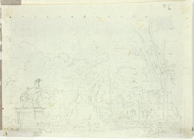 View of the Park at Versailles: Equestrian Statue Among Trees by Pierre Antoine Mongin
