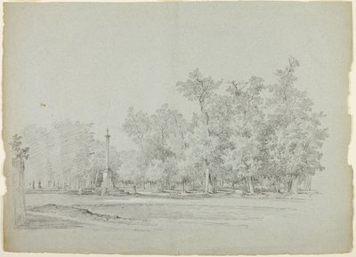 View of the Park at Versailles: Landscape with Memorial Column and Grove of Trees by Pierre Antoine Mongin