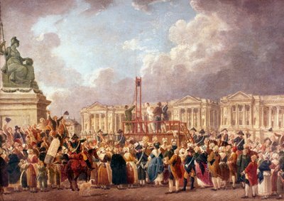 Execution by Guillotine in Paris during the French Revolution, 1790s by Pierre Antoine de Machy