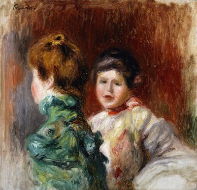 A Sketch of the Heads of Two Women by Pierre Auguste Renoir
