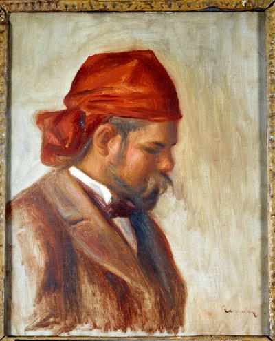 Ambroise Vollard (1868-1939) with a Red Scarf, Merchant of Paintings, by Pierre Auguste Renoir (1841-1919), circa 1899 by Pierre Auguste Renoir