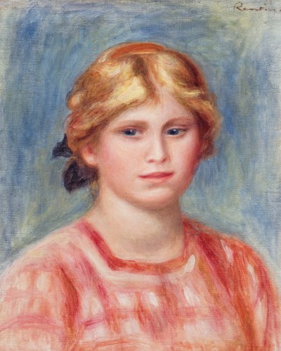 Bust of a Woman with a Rose Coloured Blouse by Pierre Auguste Renoir
