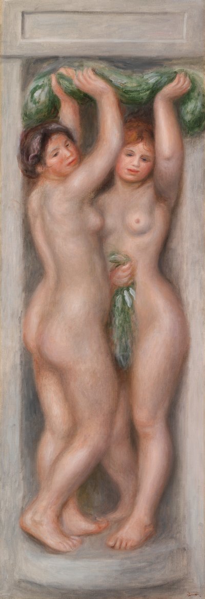 Caryatids; also called Two Bathers (decorative panel) by Pierre Auguste Renoir
