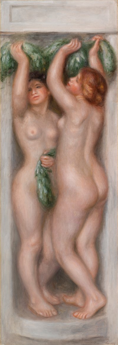 Caryatids; also called Two Bathers (decorative panel) by Pierre Auguste Renoir