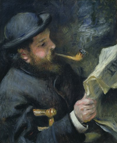 Claude Monet Reading a Newspaper by Pierre Auguste Renoir