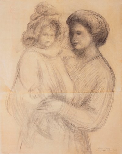 Claude Renoir in the Arms of his Nurse, Renee Jolivet by Pierre Auguste Renoir