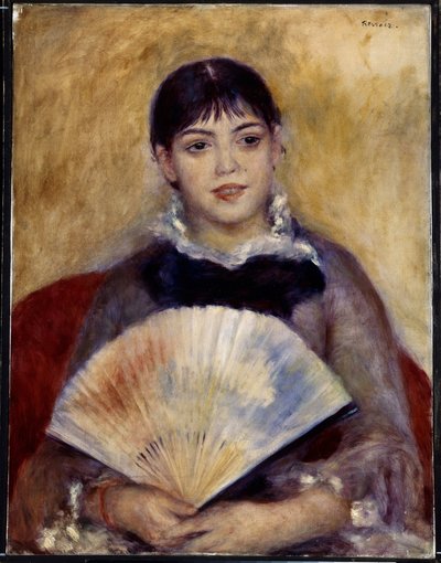 Girl with a Fan (Alphonsine Fournaise) by Pierre Auguste Renoir