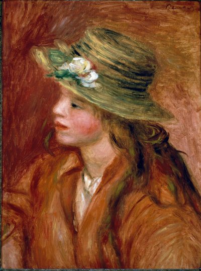 Girl in a straw hat by Pierre-Auguste Renoir by Pierre Auguste Renoir