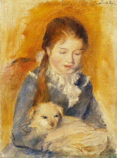 Girl with Dog by Pierre Auguste Renoir