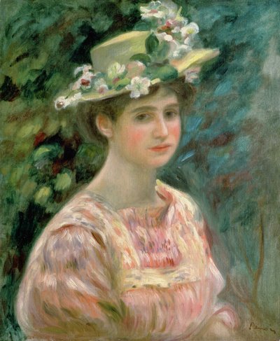 Girl with Eglantines on her Hat by Pierre Auguste Renoir