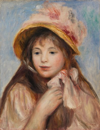 Girl with Pink Bonnet by Pierre Auguste Renoir