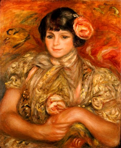 Girl with a Rose by Pierre Auguste Renoir
