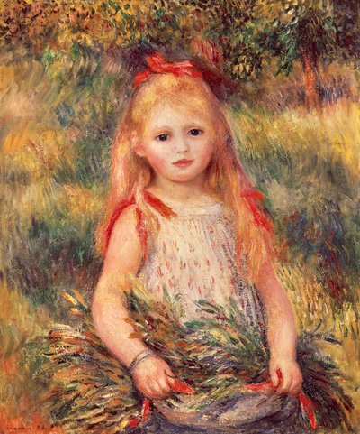 Girl with Sheaf of Corn by Pierre Auguste Renoir
