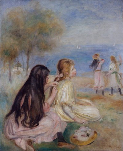 Girls by the Seaside, c.1875 by Pierre Auguste Renoir