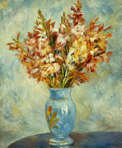 Gladioli in Blue Vase by Pierre Auguste Renoir