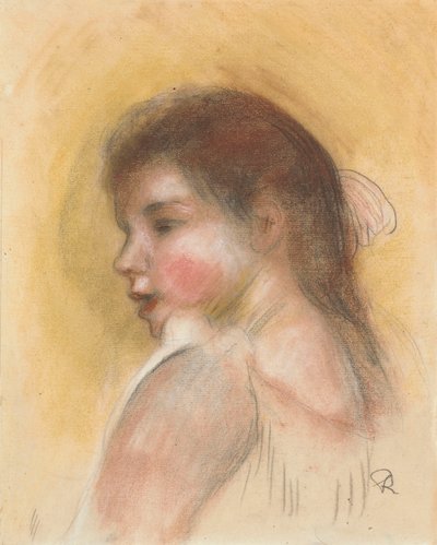 Head of a Young Girl in Profile by Pierre Auguste Renoir