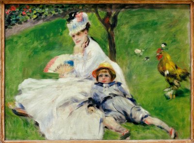 Madame Claude Monet with her son Jean in the garden at Argenteuil by Pierre Auguste Renoir