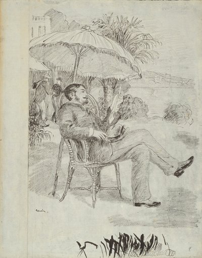 On the Terrace of a Hotel in Bordighera: The Painter Jean Martin Reviews His Bill (Illustration for Edmond Renoir