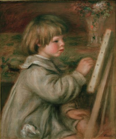 Portrait of Claude Renoir Painting. Claude at the Easel by Pierre Auguste Renoir