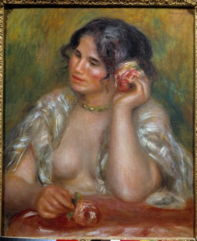 Portrait of Gabrielle a la rose (1878 - 1959). Painting by Pierre Auguste Renoir (1841-1919) by Pierre Auguste Renoir