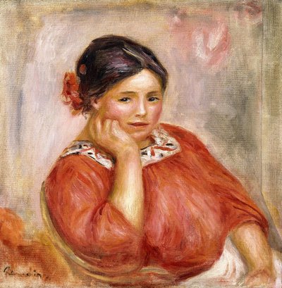 Portrait of Gabrielle in a Red Blouse by Pierre Auguste Renoir