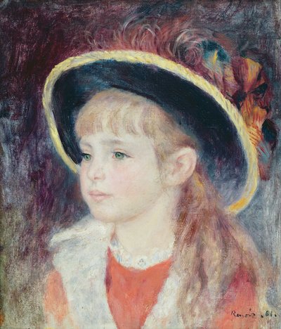 Portrait of a Young Girl in a Blue Hat, 1881 by Pierre Auguste Renoir